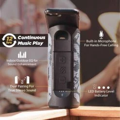 SCOSCHE Portable Speakers BoomBottle™ Rugged Waterproof Wireless Bluetooth Speaker With Integrated MagicMount™, Black Camo -Marine Audio Sales 19496199 3 1500.22022019033032